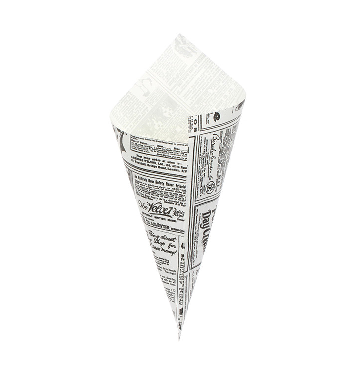 Papieren voedsel kegel Vetvrij "Times" 29,5cm 250g (2.000 stuks) Papieren voedsel kegel Vetvrij "Times" 29,5cm 250g (2.000 stuks)