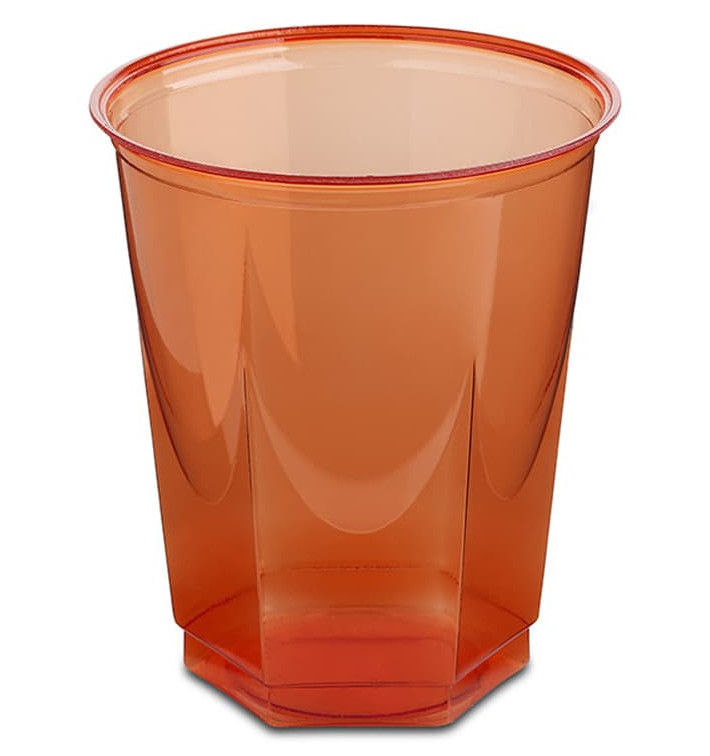 Plastic PS beker Kristal Zeshoekige vorm rood 250ml (250 stuks) Plastic PS beker Kristal Zeshoekige vorm rood 250ml (250 stuks)