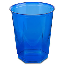 Plastic PS beker Kristal Zeshoekige vorm blauw 250ml (250 stuks)