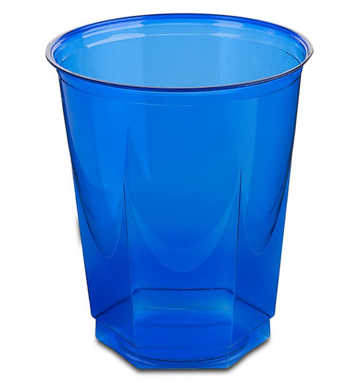 Plastic PS beker Kristal Zeshoekige vorm blauw 250ml (250 stuks)