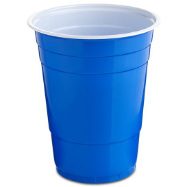Plastic PS beker blauw American Parten 550ml (25 stuks)