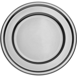 Plastic bord PET Rond vormig zilver Ø18,5 cm (180 stuks)