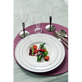 Plastic bord Extra stijf met Ovale rand zilver 15cm (20 stuks) 