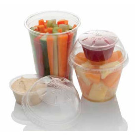 Plastic Deksel met Portie beker PET Kristal "Press&Dress" Ø9,2cm (500 stuks)
