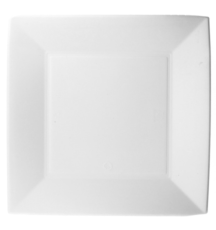 Suikerriet bord Vierkant "Nice" wit 23x23 cm (50 stuks) Suikerriet bord Vierkant "Nice" wit 23x23 cm (50 stuks)