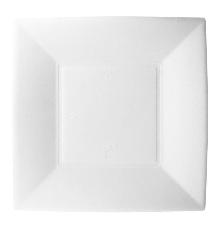Suikerriet bord Vierkant "Nice" wit 18x18 cm (500 stuks) Suikerriet bord Vierkant "Nice" wit 18x18 cm (500 stuks)