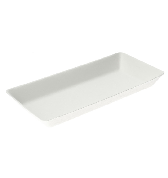 Suikerriet mini dienblad wit 13x7cm (50 stuks) Suikerriet mini dienblad wit 13x7cm (50 stuks)