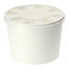 Papieren Container met Plastic Deksel wit PP 350ml (50 stuks) 