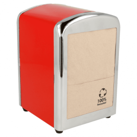 Servet van staal dispenser"Miniservis" rood 10,5x9,7x14cm (1 stuk)