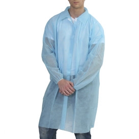 Wegwerp-laboratoriumjas Visitof Velcro blauwXL (10 stuks)