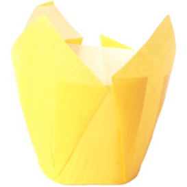 Cupcake vorm voering tulpvorm geel Ø5x5/8cm (125 stuks) 