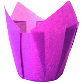 Cupcake vorm voering tulpvorm paars Ø5x5/8cm (2000 stuks)