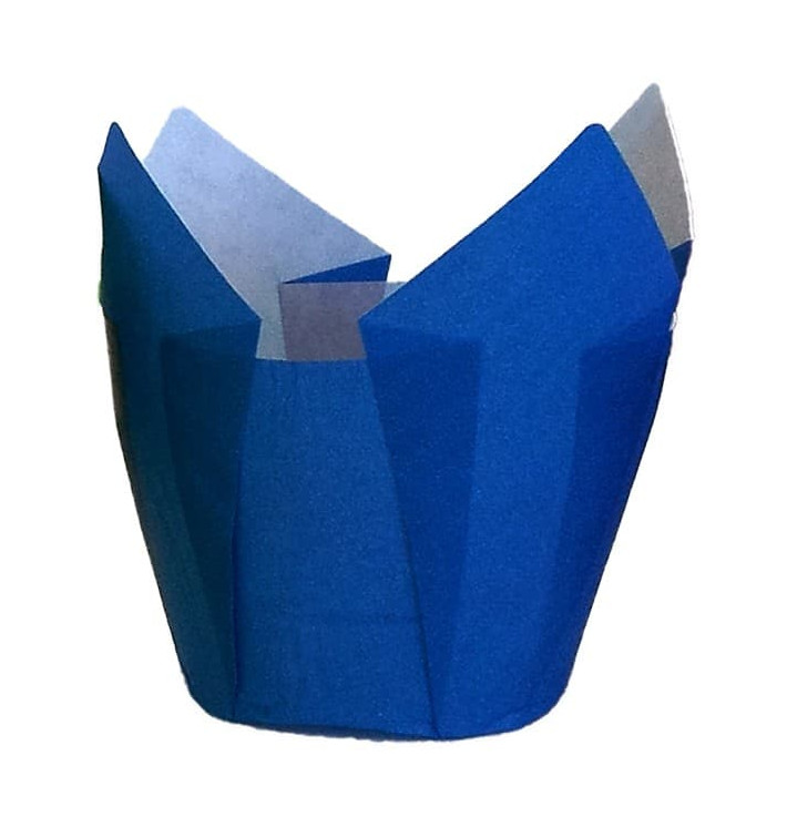 Cupcake vorm voering tulpvorm blauw Ø5x5/8cm (125 stuks) Cupcake vorm voering tulpvorm blauw Ø5x5/8cm (125 stuks)