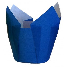 Cupcake vorm voering tulpvorm blauw Ø5x4,2/7,2cm (135 stuks) 