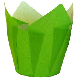 Cupcake vorm voering tulpvorm groen Ø5x5/8cm (125 stuks) 