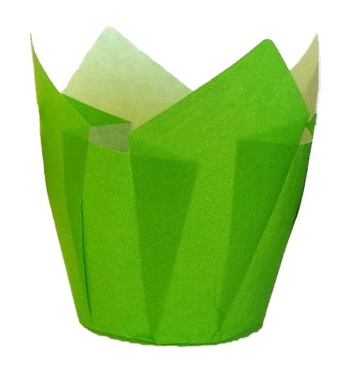 Cupcake vorm voering tulpvorm groen Ø5x5/8cm (125 stuks) 