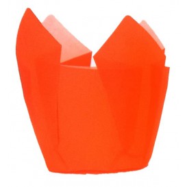 Cupcake vorm voering tulpvorm oranje Ø5x4,2/7,2cm (135 stuks) 