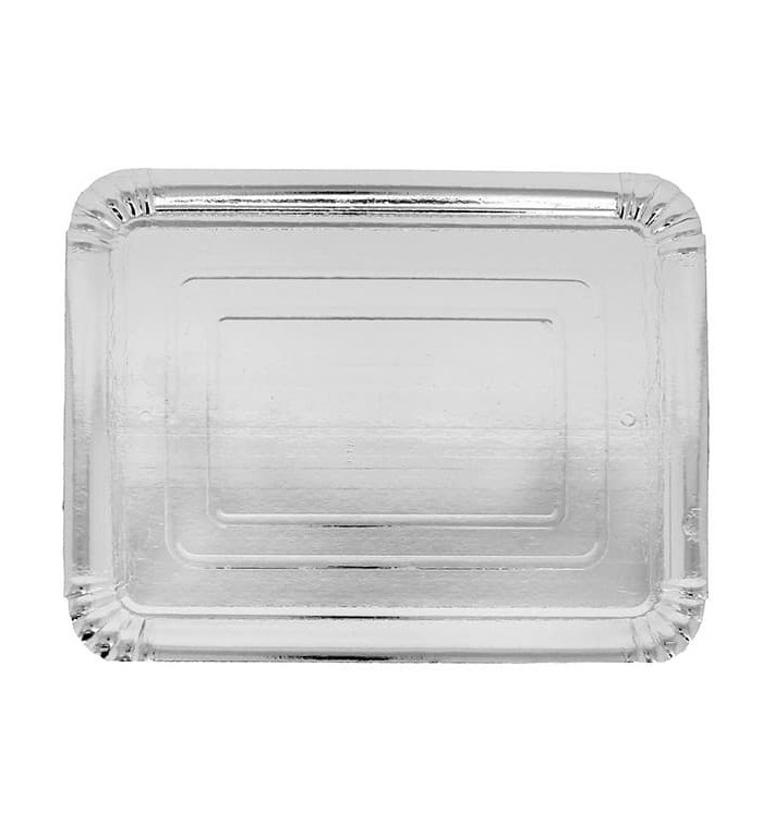 Papieren dienblad Rechthoekige vorm zilver 31x38 cm (50 stuks) Papieren dienblad Rechthoekige vorm zilver 31x38 cm (50 stuks)