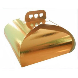 Papieren cake doosje met Hendel Cake vorm goud 30,5x30,5x14cm (50 stuks)