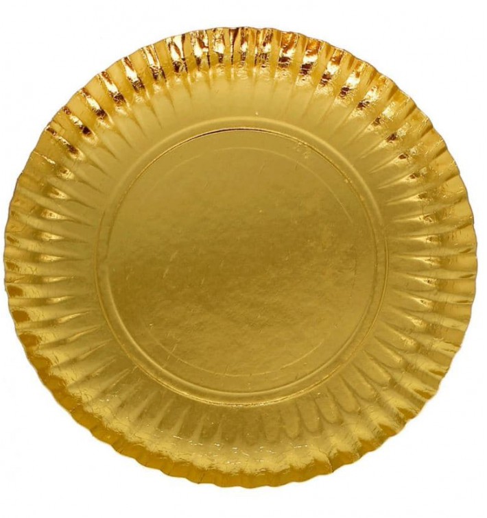Papieren bord Rond vormig goud 35cm (200 stuks)