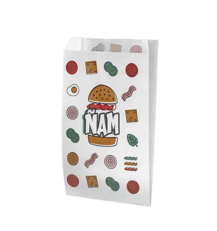 Papieren hamburgerbox Vetvrij Design 14+7x27cm (1000 stuks) Papieren hamburgerbox Vetvrij Design 14+7x27cm (1000 stuks)
