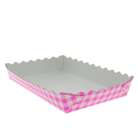 Papieren dienblad voor een wafel gesloten roze 18,2x12,2x3cm (500 stuks)