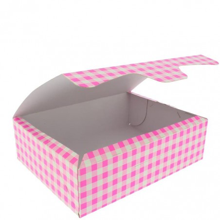 Papier bakkerij doos roze 18,2x13,6x5,2cm 500g (25 stuks)
