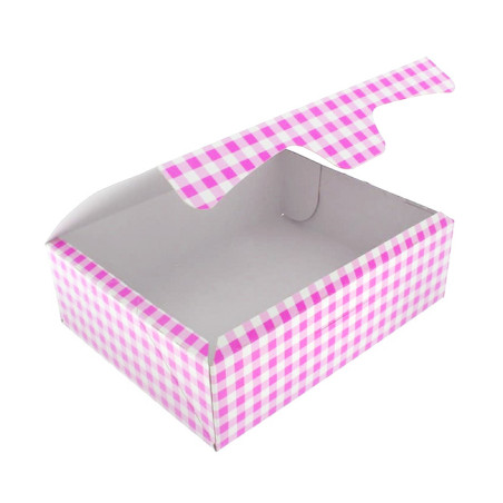 Papier bakkerij doos roze 18,2x13,6x5,2cm 500g (25 stuks)