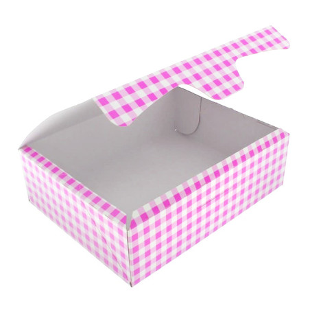 Papier bakkerij doos roze 20,4x15,8x6cm 1kg (20 stuks)