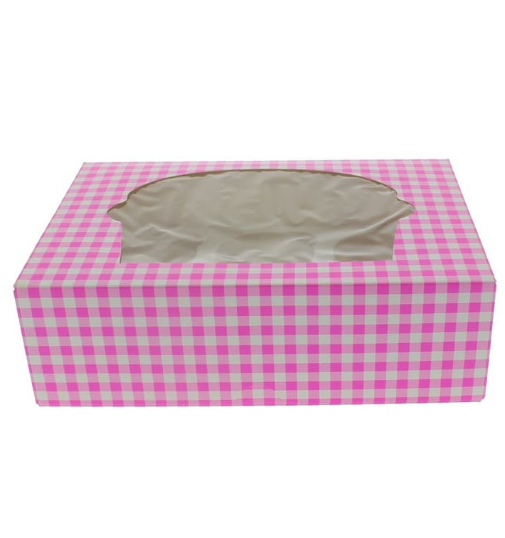 Papieren Cake vorm zak 6 Slot roze 24,3x16,5x7,5cm (20 stuks) 