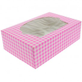 Papieren Cake vorm zak 6 Slot roze 24,3x16,5x7,5cm (20 stuks) 