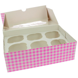 Papieren Cake vorm zak 6 Slot roze 24,3x16,5x7,5cm (20 stuks) 