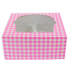 Papieren Cake vorm zak 4 Slot roze 17,3x16,5x7,5cm (20 stuks) 