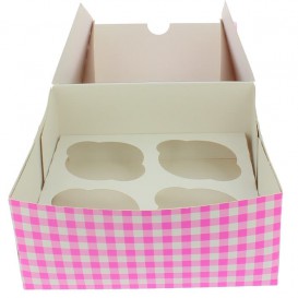 Papieren Cake vorm zak 4 Slot roze 17,3x16,5x7,5cm (20 stuks) 