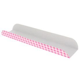 Papieren dienblad voor een wafel Opening roze 30x6,1x3,2cm (100 stuks) 