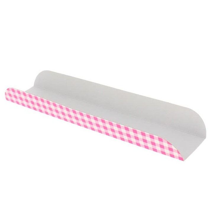 Papieren dienblad voor een wafel Opening roze 30x6,1x3,2cm (100 stuks) 