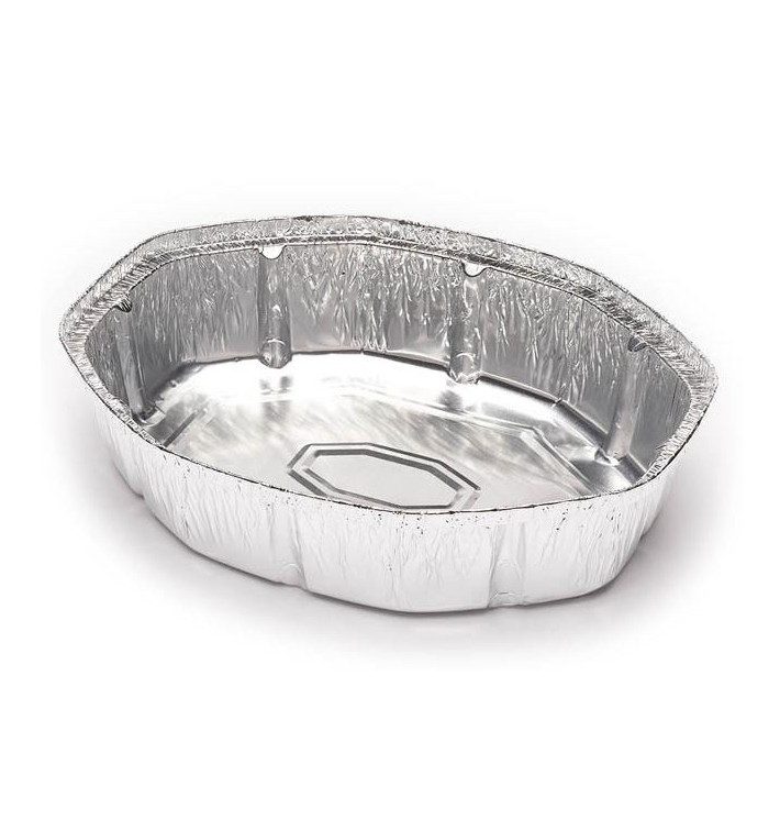 Folie pan voor gebraden kip Ovaal vormig 1900ml (125 stuks) Folie pan voor gebraden kip Ovaal vormig 1900ml (125 stuks)
