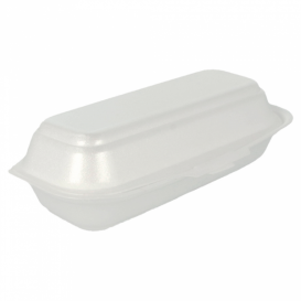Schuim hot dog Container wit 2,10x1,05x0,64cm (125 stuks) 