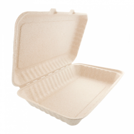 Suikerriet Gescharnierd Container "Naturel" 33,5x23x7,5cm (150 stuks)