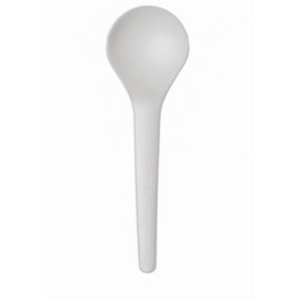 Stof gebaseerd op Maizena CPLA composteerbare lepel wit 15,0 cm (1.000 stuks)