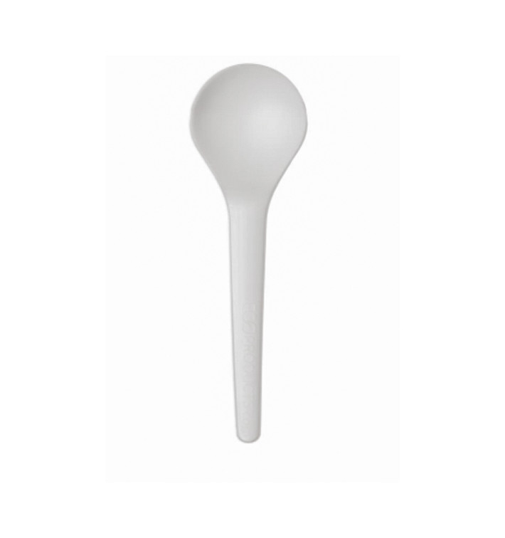 Stof gebaseerd op Maizena CPLA composteerbare lepel wit 15,0 cm (50 stuks) Stof gebaseerd op Maizena CPLA composteerbare lepel wit 15,0 cm (50 stuks)