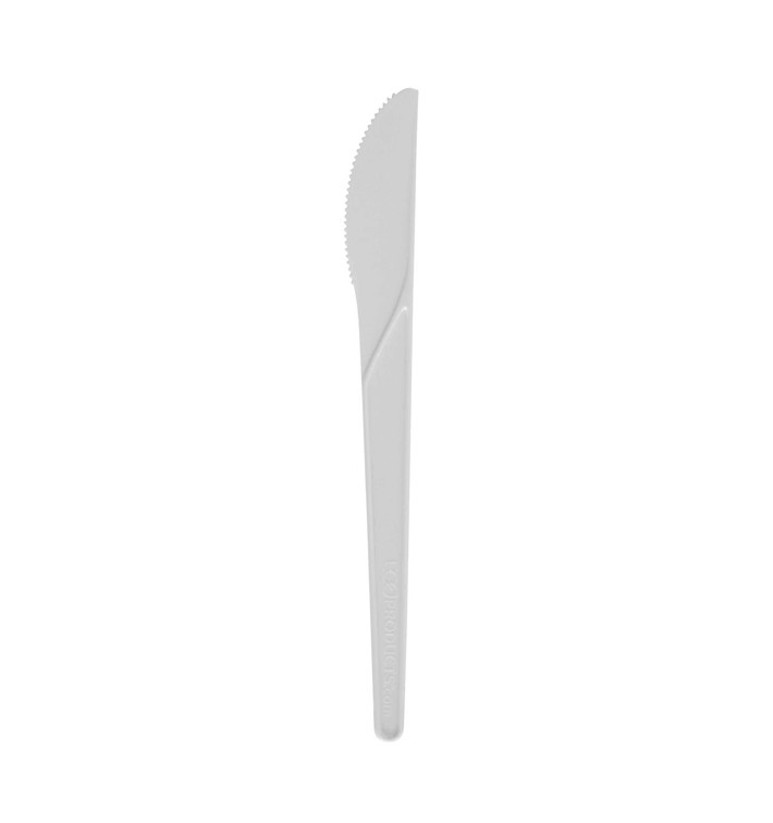 Stof gebaseerd op Maizena CPLA composteerbaar mes wit 17,2 cm (50 stuks) Stof gebaseerd op Maizena CPLA composteerbaar mes wit 17,2 cm (50 stuks)