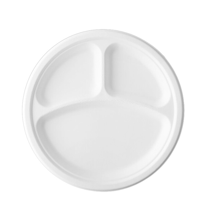 Suikerriet bord Bagasse 3C wit Ø23 cm (50 stuks) Suikerriet bord Bagasse 3C wit Ø23 cm (50 stuks)