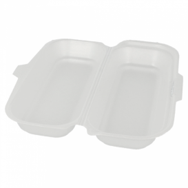 Schuim hot dog Container wit 2,10x1,05x0,64cm (125 stuks) 