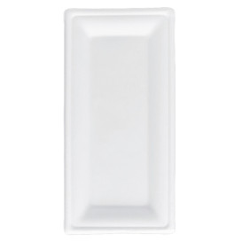 Suikerriet dienblad Bagasse wit 25,5x12,7 cm (50 stuks) 