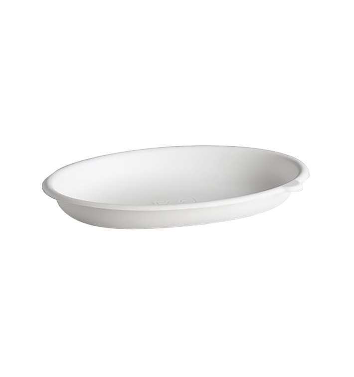 Suikerriet dienblad Ecologisch Oval wit 710ml (50 stuks) Suikerriet dienblad Ecologisch Oval wit 710ml (50 stuks)