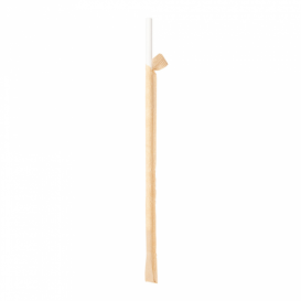 Papieren rechte rietjes wit verpakt met kraft omhulsel Ø0,6cm 21cm (250 stuks)