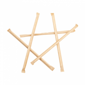 Papieren rechte rietjes wit verpakt met kraft omhulsel Ø0,6cm 21cm (250 stuks)