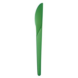 Stof gebaseerd op Maizena CPLA composteerbaar mes groen 17,2 cm (50 stuks) 