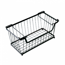 Stalen stapelbaar Containers met handgrepen zwart 33x27,5x22,7cm (1 stuk) 